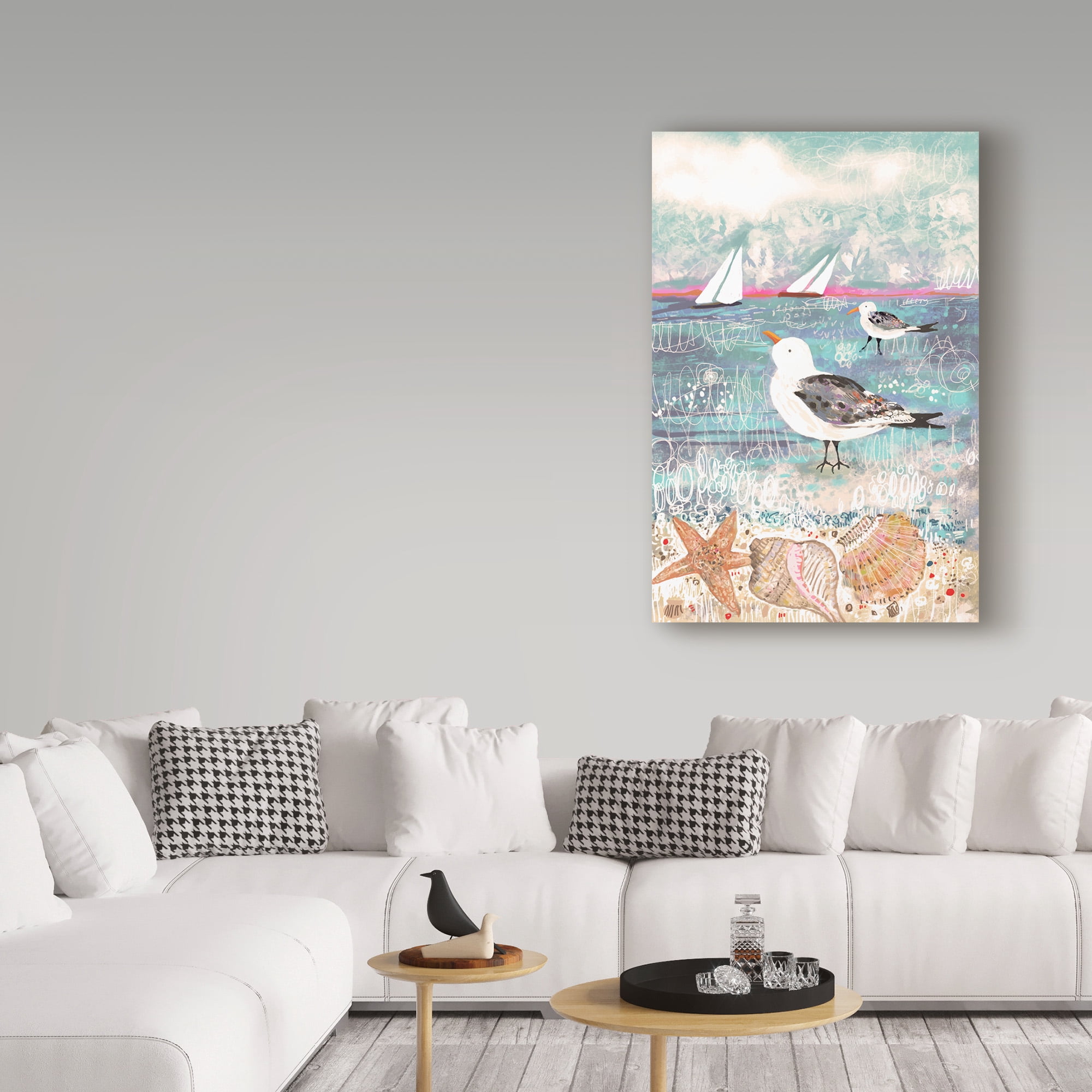 Trademark Fine Art 'Shells Birds Sail' Canvas Art by Karen Fields