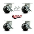 thumbnail image 2 of 6 Inch Heavy Duty Phenolic Wheel Caster Set with Brakes and Swivel Locks Set 4, 2 of 2