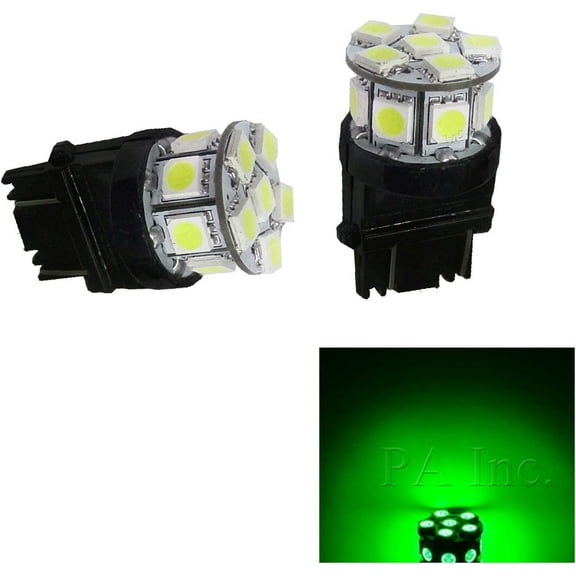 PA LED 2PCS 13SMD 3157 Green Auto LED Bulb 12V for Turn Signal, Side Marker, Stop, Back, Tail Light (3056 3156 3156A 3057 4057 3157 4157 T25 Available)