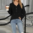 thumbnail image 5 of Plain Pullover Hoodies for Women 2025 Fall Winter Long Sleeve Button Ribbed Hooded Sweatshirt Pullover Tops, 5 of 8