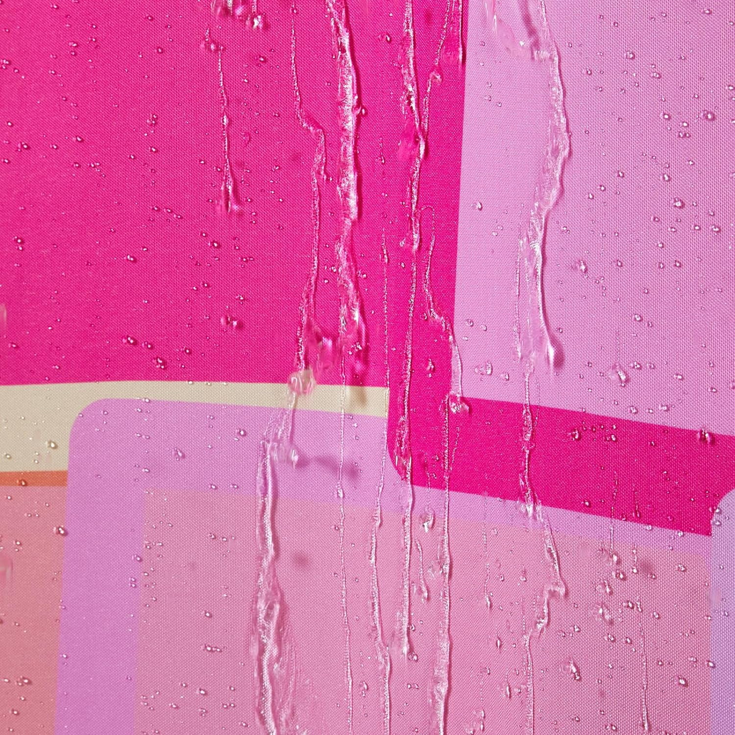 Colorful Pink Fabric Shower Curtain for Bathroom Aesthetic Decor, Heavy Duty Bright Abstract Geometric Modern Y2K Simple Groovy Preppy Shower Curtain Set with Hooks