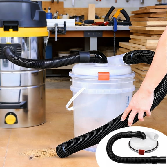 Cyclone Dust Separator Lid Kit with Hose for Shop Vacuum, Dust Collection Bucket Lid for Woodworking and Sawdust Collection