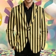 thumbnail image 2 of IWRICH Men's Carnival Strip Printed Corduroy Blazer Mardi Gras Casual Plus Size Suit Jacket Rave Holiday Party Stage Coat Yellow XL, 2 of 4
