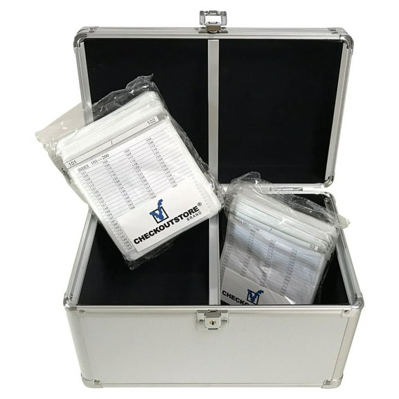 (1) CheckOutStore Aluminum CD/DVD Media Hanging Sleeves Storage Box (Holds Up To 200 Discs) (Silver)