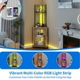 thumbnail image 6 of Dextrus Corner Bar Cabinet Modern Tall 5 Tier with Door LED Light Power Outlets Glass Holder Gray Oak 1-Pack, 6 of 9