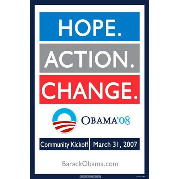 Barack Obama - (Hope, Action, Change) Campaign Poster Movie Poster (11 x 17)