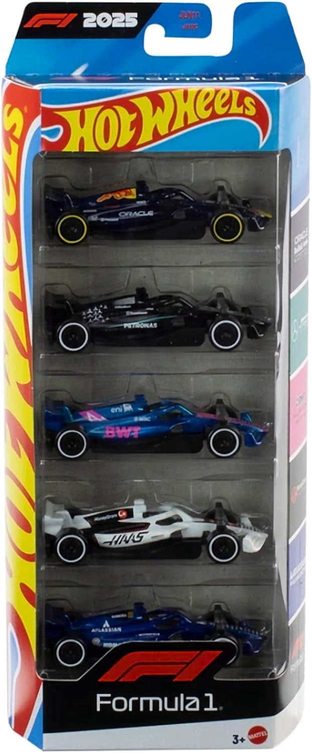 Hot Wheels Formula 1 Die-Cast Cars Bundle of 2 x 5-Pack, F1 2024 and 2025 Teams, Ages 3+