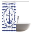 thumbnail image 2 of WOPOP Nautical Theme Decor Shower Curtain, Blue White Nautical Emblem with Anchor Bathroom Shower Curtain Set with Hooks, 60x72 Inches, 2 of 3
