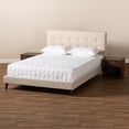 thumbnail image 3 of Baxton Studio Maren Mid-Century Modern Beige Fabric Upholstered Full Size Platform Bed with Two Nightstands, 3 of 11