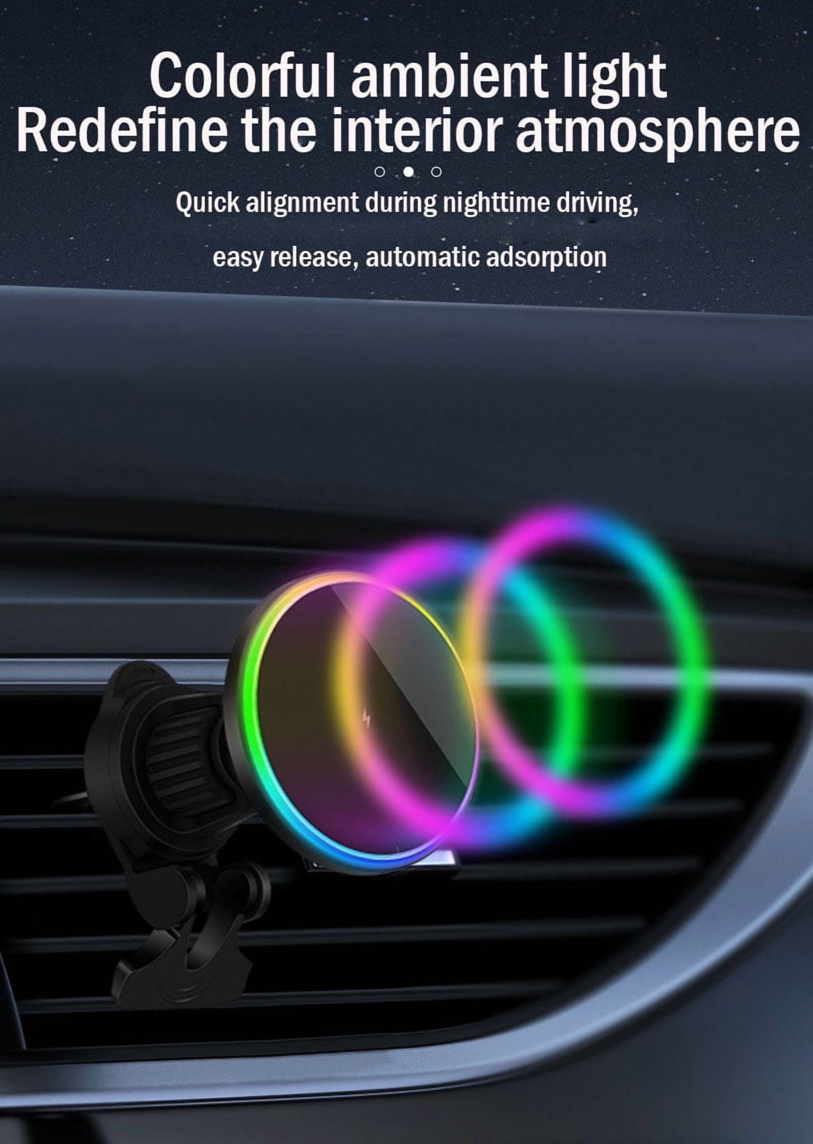 Car mounted magnetic phone holder wireless charger suitable for MagSafe air outlet navigation,Black ,OJD-121