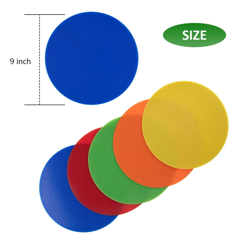 Tzou Spot Markers for Kids 10pcs 9 Inch Non-Slip PVC Agility Poly Spots  Flat Field Cones Floor Dots Landmark Mat for Gym Floor Soccer Basketball  Sports Training Preschool Classroom Activities 