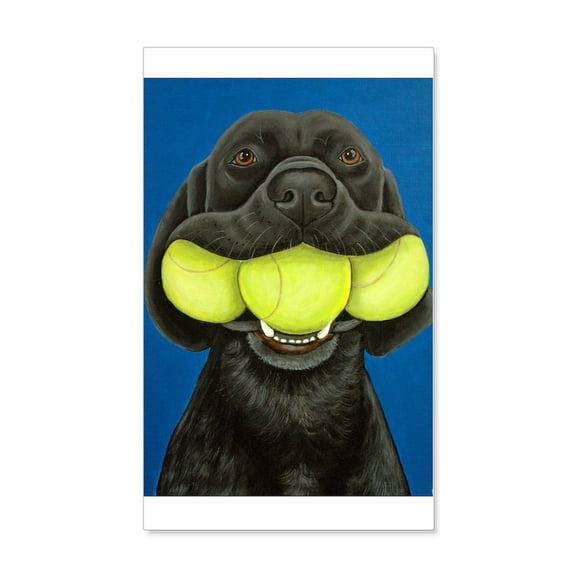 CafePress - Black Lab With 3 Tennis Balls Wall Decal - 20x12 Wall Decal