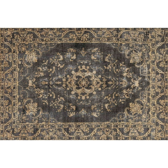 Ahgly Company Machine Washable Indoor Rectangle Traditional Mocha Brown Area Rugs, 7' x 10'