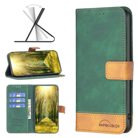 SaniMore Samsung Galaxy A34 5G (2023) Wallet PU Leather Case with Card Holders & Cash Pocket Flip Kickstand Magnetic Closure Shockproof Anti-fall Full Protective Shell For Samsung Galaxy A34 5G, Green