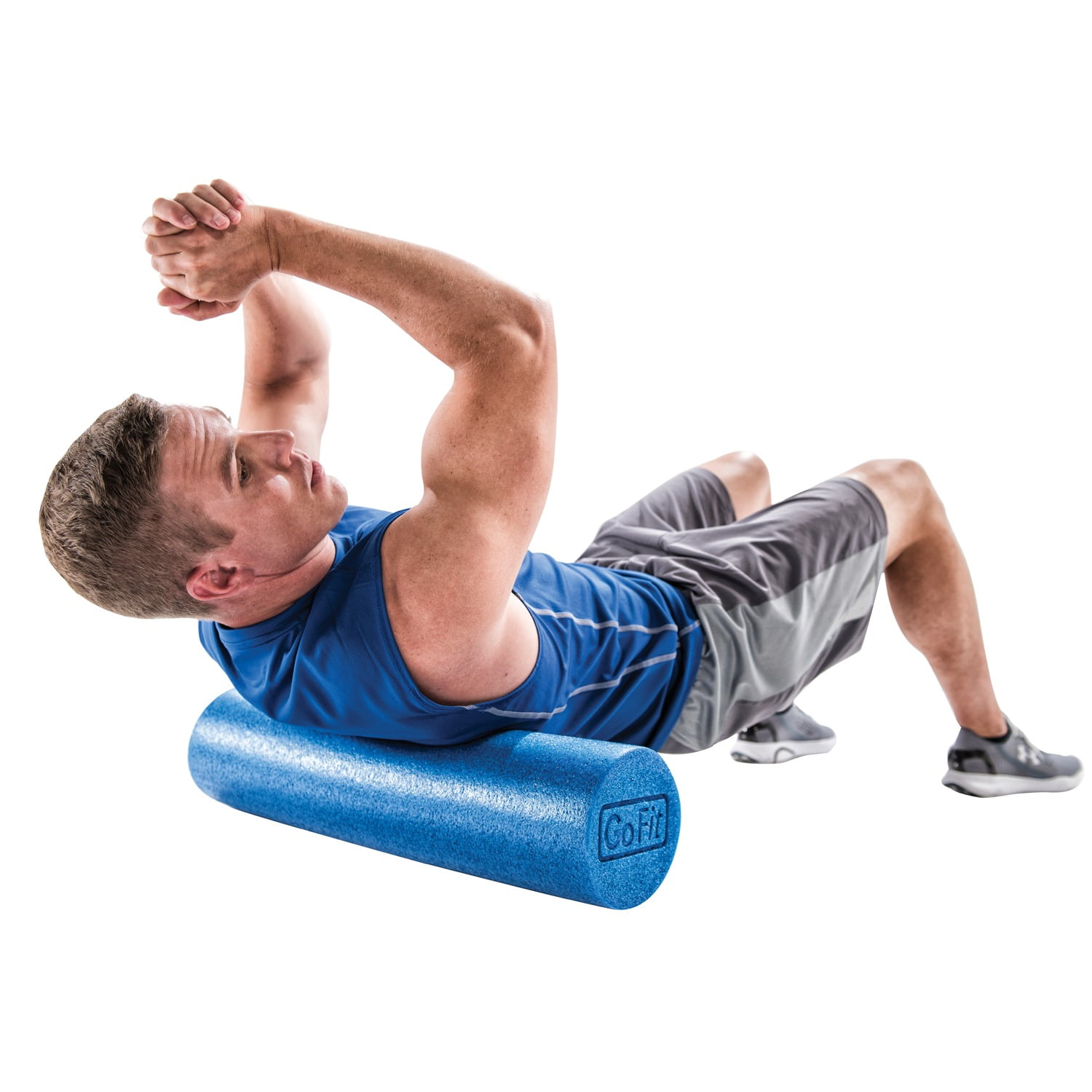 GoFit 24-Inch Foam Roller for Muscle Massage and Recovery, Blue, 6" Diameter