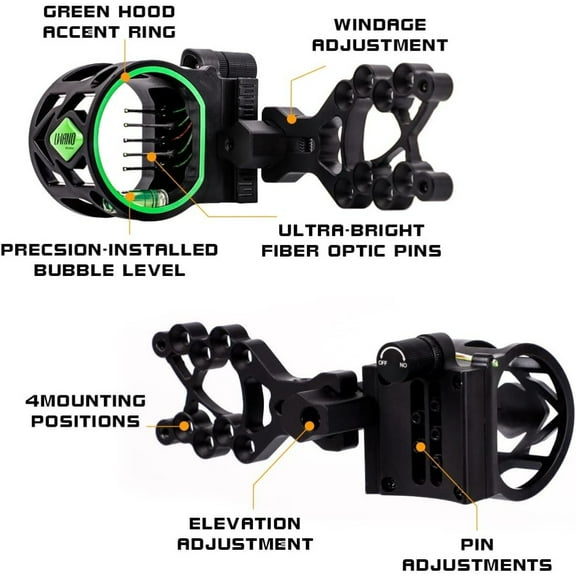 AME M1 5 Pin Bow Sight with Rheostat Light and Reversible Mount Design