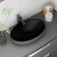 thumbnail image 5 of WinZo Bathroom Artistic Vessel Sink, 24x16x5.9 inch Oval Bowl Sink, Retro Ceramic Washbasin Above Counter, Ceramic Porcelain Bathroom Sink Bowl for Vanity, Matte black, 5 of 7