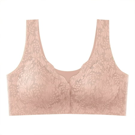 Weikingp bras for women  Thin Laceless Comfortable Breathability Underwear Large Size Brater Buckle Female Bra V Neck Vest Bralette Wireless Bra bralettes for women sexy underwear for women clearance