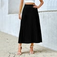 thumbnail image 3 of Women's Solid Color High Waisted A Line Maxi Pleated Skirts Office Work Elegant Basic Long Skirts, 3 of 6