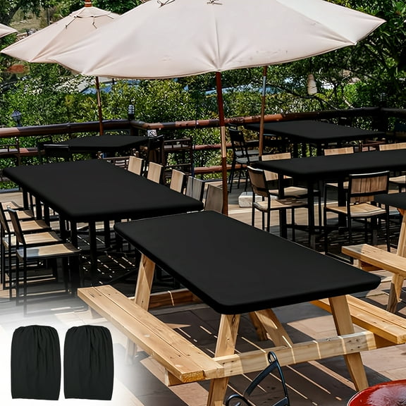 Toorise 2Pcs Rectangle Table Cloth Elastic Fitted Fabric Tablecloth Enduring Waterproof Table Cover Reusable Table Cloth Easy Clean Machine Washable Tablecloth,30*72in