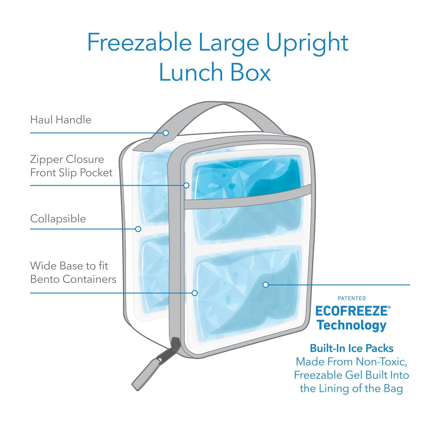 PackIt Freezable Gel-Lined Large Upright Lunch Box, Olive and Orange, Ideal Use for Workday Meals and Travel