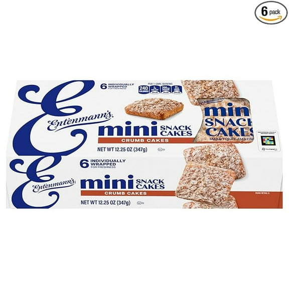 Entenmann's Minis Crumb Cake, Box of Snack Cakes, 12.25 oz, 6 Count