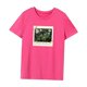 thumbnail image 3 of Camiseta para mujer de verano simple y ligera con cuello redondo para el trabajo, camping, compras Rosa Rosa, 3 of 7