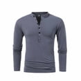 thumbnail image 2 of Fesfesfes Blouse Shirt for Men Multi Button Long Sleeve T-Shirt Stand Collar Sports Long Sleeve Stand-up Collar Blouse & Shirt Under $10, 2 of 5
