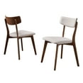 thumbnail image 3 of Noble House Sadie Indoor Mid-Century Fabric Dining Chairs, Set of 2, Beige, Walnut, 3 of 8