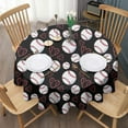 thumbnail image 3 of Black Baseballs and Hearts Pattern Round Tablecloth 60"x60",Wrinkle Wipeable Table Cloth for Kitchen Dining Room Picnic Patio Party, 3 of 6