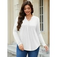 thumbnail image 5 of FlorCurve Plus Size Henley Shirts for Women Long Sleeve V Neck Tunic Tops Flared Rayon Button Up Blouse, White 3XL, 5 of 7