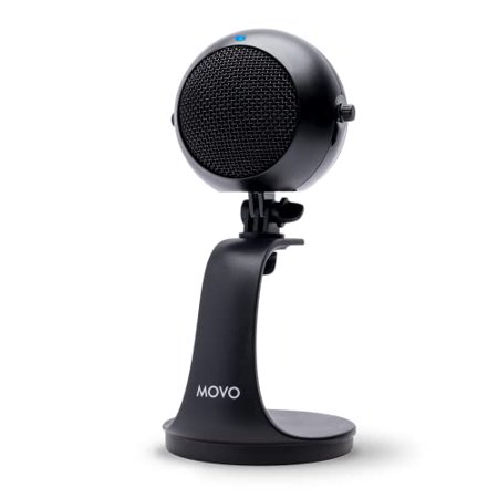 Movo WebMic USB Microphone with Desktop Stand in Black- Cardioid Condenser Computer Microphone for PC and Mac with Mic Gain, Headphone Monitoring- for Gaming, Podcast, Streaming, Video Conferencing