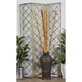 thumbnail image 2 of DecMode 57" x 79" Gold Metal Geometric Hinged Foldable Partition 3 Panel Room Divider Screen, 1-Piece, 2 of 10
