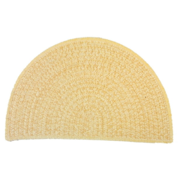 1.5' x 2.5' Yellow HalfMoon Shaped Reversible Handcrafted Rug