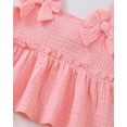 thumbnail image 6 of KIMI BEAR 2T Toddler Girl Summer Outfit Set 3T Child Girls Clothes Ruffle Sleeveless Off the Shoulder Solid Color Top Shorts 2pcs Clothing Pink, 6 of 9