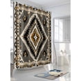 thumbnail image 3 of Retro Pattern Shower Curtain, Brown Black Ethnic Style Weaving Texture Waterproof Shower Curtain Set with 12 Hooks Lightweight Washable Fabric Shower Curtains for Bathroom 60x72 Inches, 3 of 6