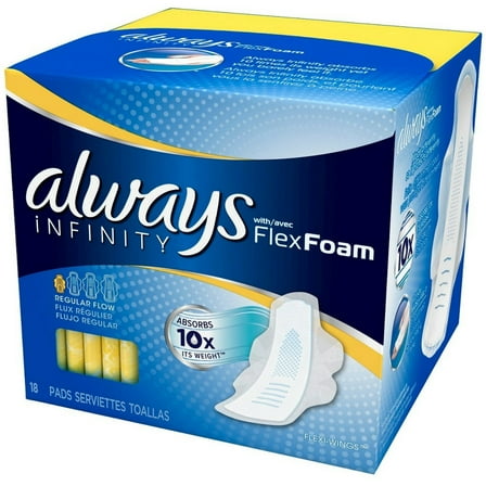 Always Infinity with Flex Foam Flexi-Wings, Regular Flow 18 ea (Pack of 3)