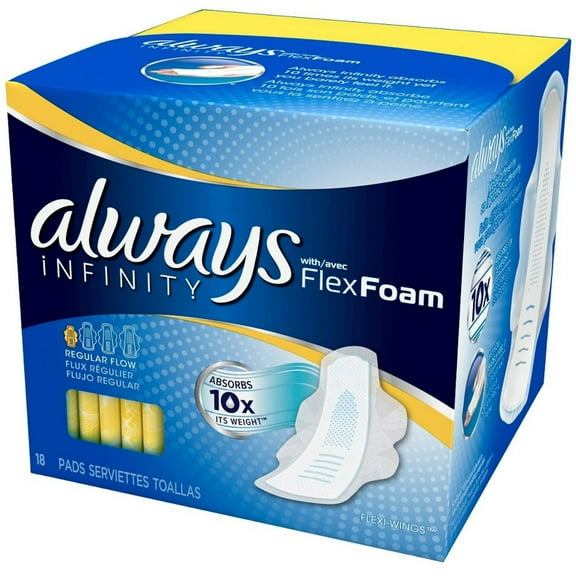 Always Infinity with Flex Foam Flexi-Wings, Regular Flow 18 ea (Pack of 3)
