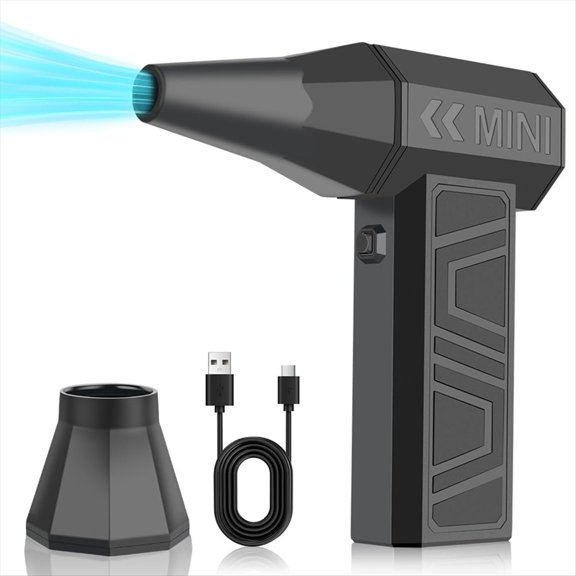 Mini Soplador de Aire Inalámbrico de Alta Velocidad de 130 000 RPM con Ventilador Turbo de Potencia Ajustable para Limpiar Aparatos Electrónicos y Coches.