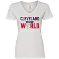 thumbnail image 3 of Inktastic Cleveland Vs. the World blue and red with baseball Women's V-Neck T-Shirt, 3 of 5