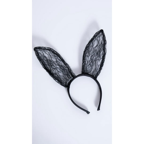 Black Lace Bunny Ear Headband Com