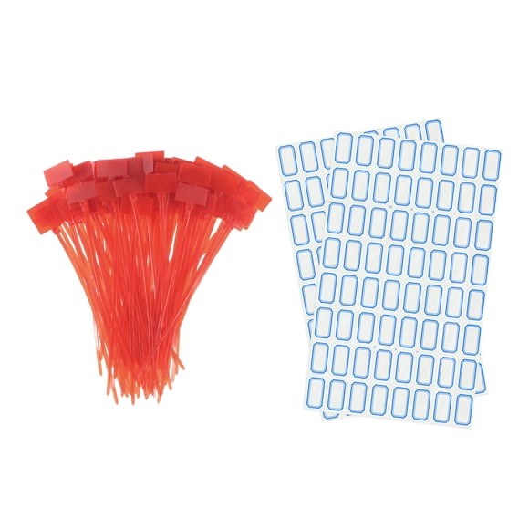 Etiquetas de Marcado de Cables de Nylon Rojo Uxcell, Auto-Bloqueantes para Marcar y Organizar, Paquete de 100