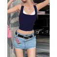 thumbnail image 1 of Camisola básica informal corta de dos piezas con retazos para mujer, estilo coreano, ajustada, sin mangas, estilo halter, 1 of 6