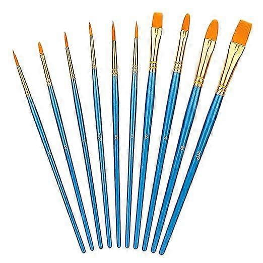 1 set of 10 artist brushes of different sizes for adults and children, blue