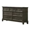 thumbnail image 2 of Ston 63 Inch Wide Dresser Chest, 7 Drawers, Pewter Handles, Wood, Gray, 2 of 5