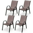thumbnail image 1 of Costway Set of 4 Patio Dining Chairs Stackable Armrest Space Saving Garden Brown, 1 of 9