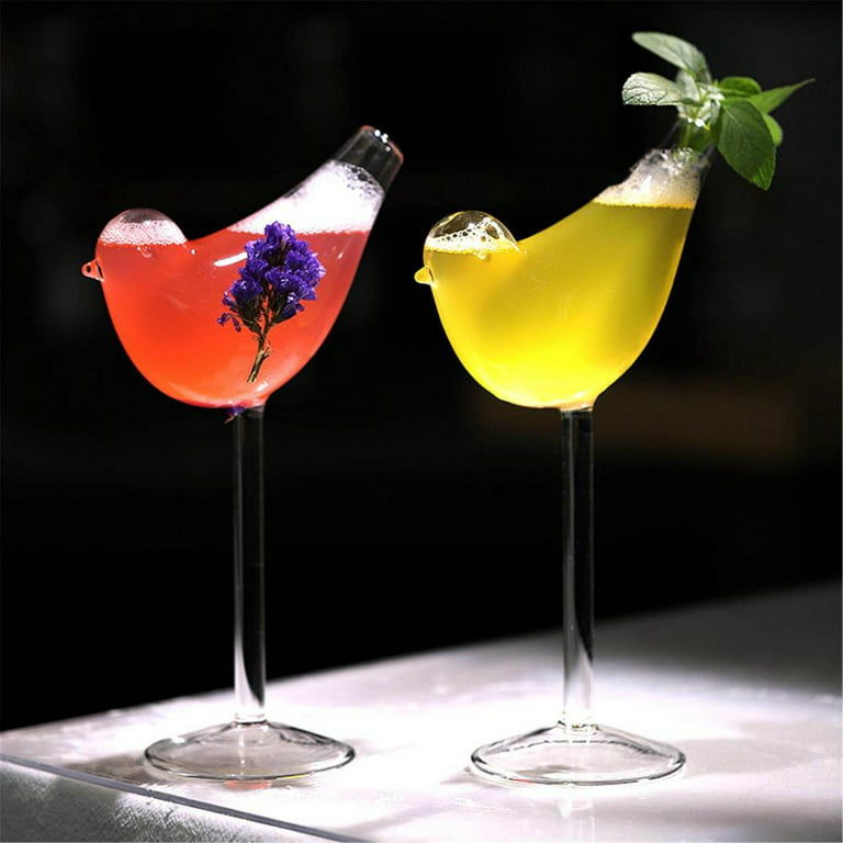 Rosarivae Bird Shape Cocktail Glass Goblets 2Pcs