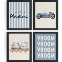 Aingg 4Pcs Vintage Nursery Boys Kid Play Room Brown Wall Art Decor, Long Live Boyhood Retro Woodland Animals Posters for Kids Nursery Toddler Room Playroom, Unframed