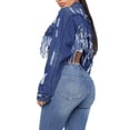 thumbnail image 3 of Women's Cropped Jacket With Holes On The Back And Cutout Denim Jacket, 3 of 7