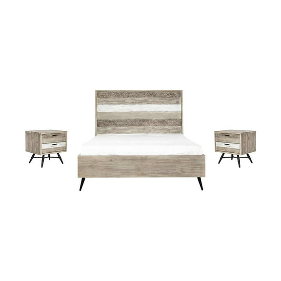 Armen Living Bridges 3-Piece Modern Wood Queen Bedroom Set in Natural